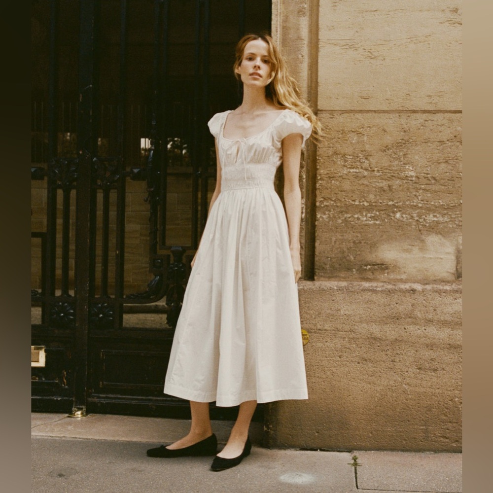 DÔEN Quinn organic cotton-poplin midi dress in 'Salt' - Picture 10 of 17